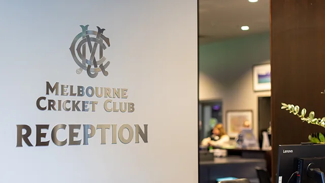 Office signage for the Melbourne Cricket Club Reception