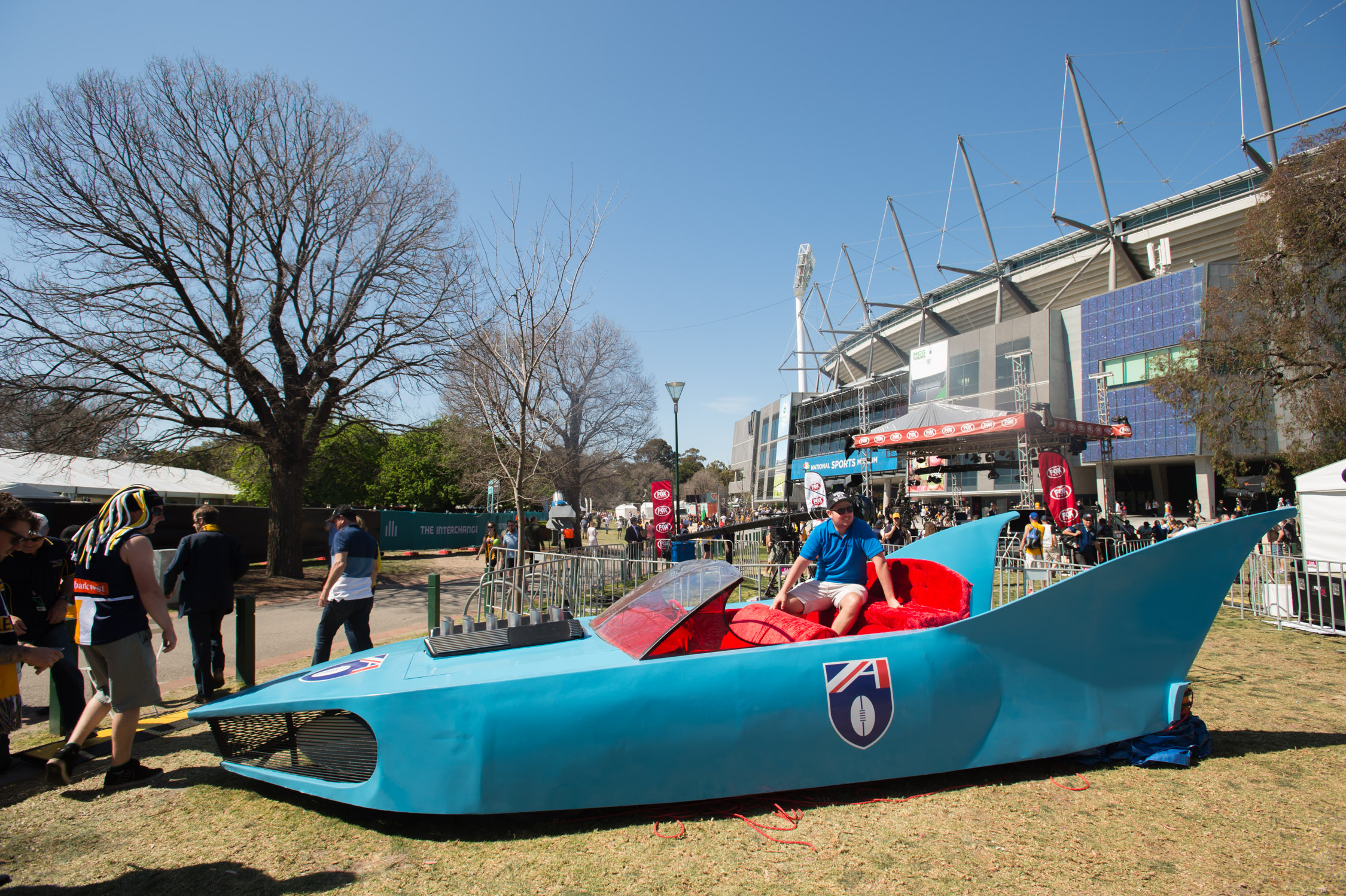 The batmobile used in the 1991 AFL Grand Final entertainment was on display in Yarra Park during grand final week.