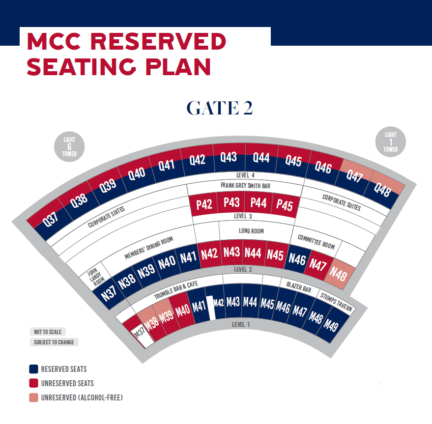 2025 MCC Members' Reserve seating map for the 2025 AFL Grand Final