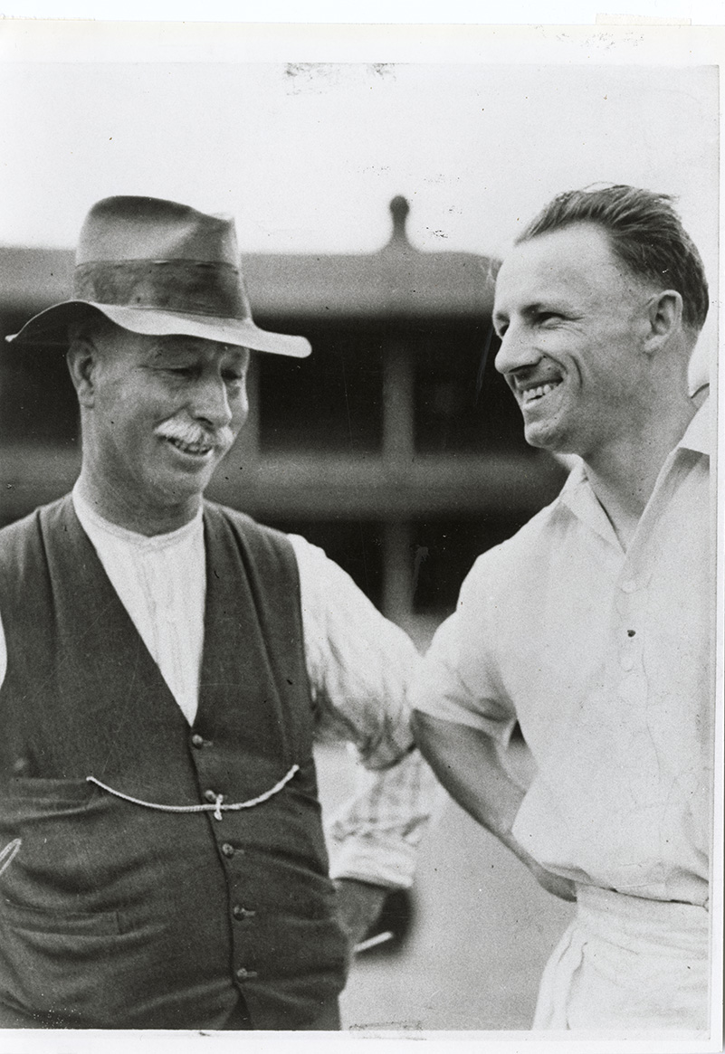 Albert Luttrell pictured with Sir Donald Bradman