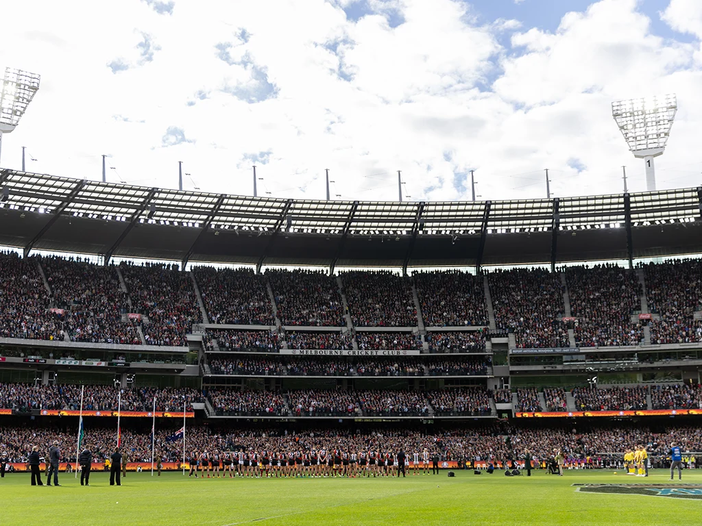 Full Members' Reserve crowd for the ANZAC Day AFL match