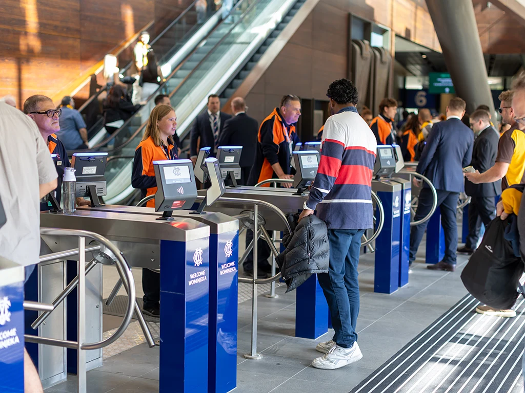 Entry turnstiles in the Members' Reserve
