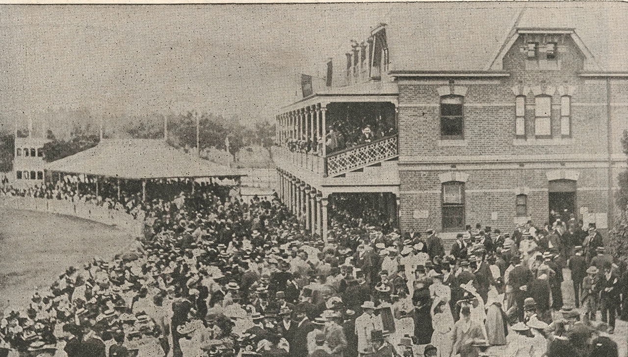 A historical photo of the MCC Members' Pavilion A historical photo of the MCC Members' Pavilion