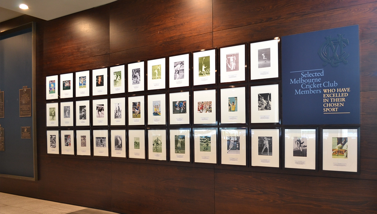 The MCC Wall of Excellence inside Gate 2 at the MCG The MCC Wall of Excellence inside Gate 2 at the MCG