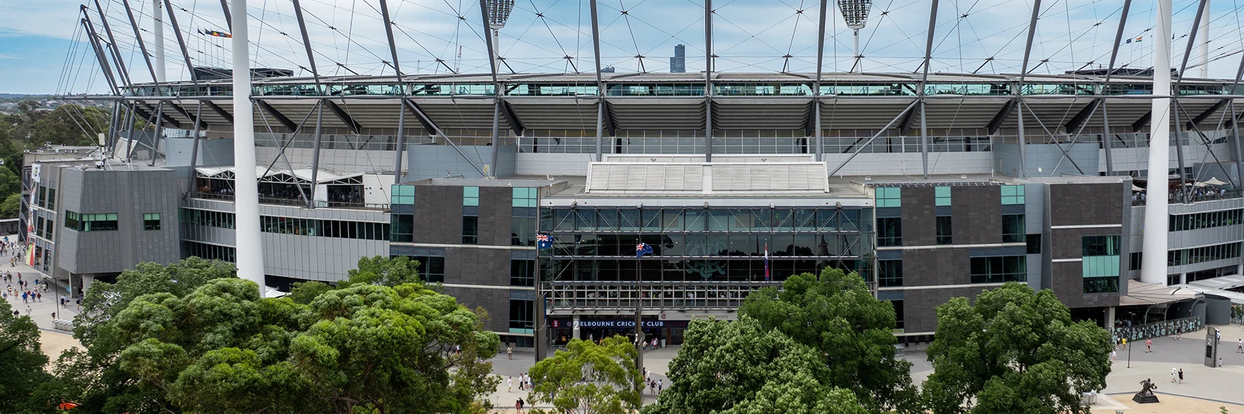 Melbourne Cricket Ground looms large in aerial shot