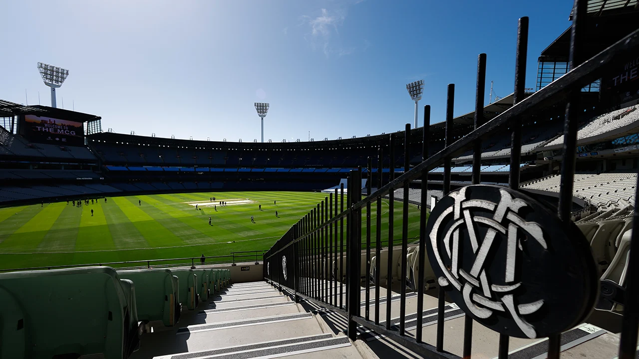 View of Sheffield Shield cricket match from the MCC