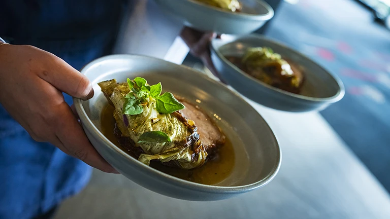 Main dishes being served