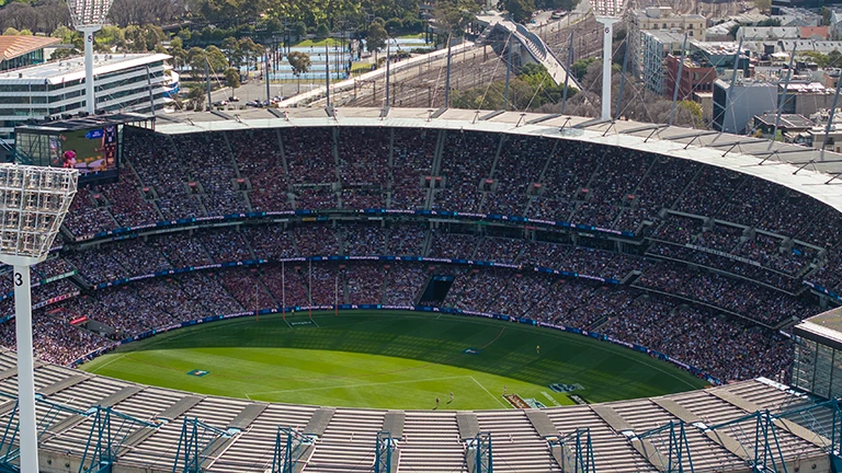 Aerial view of packed MCG for AFL Grand Final